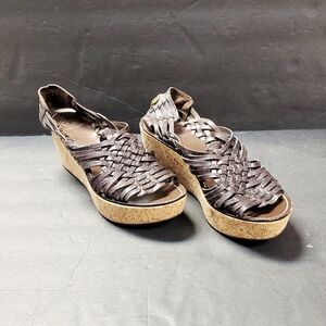 Tory Burch Dark Brown Woven Wedges